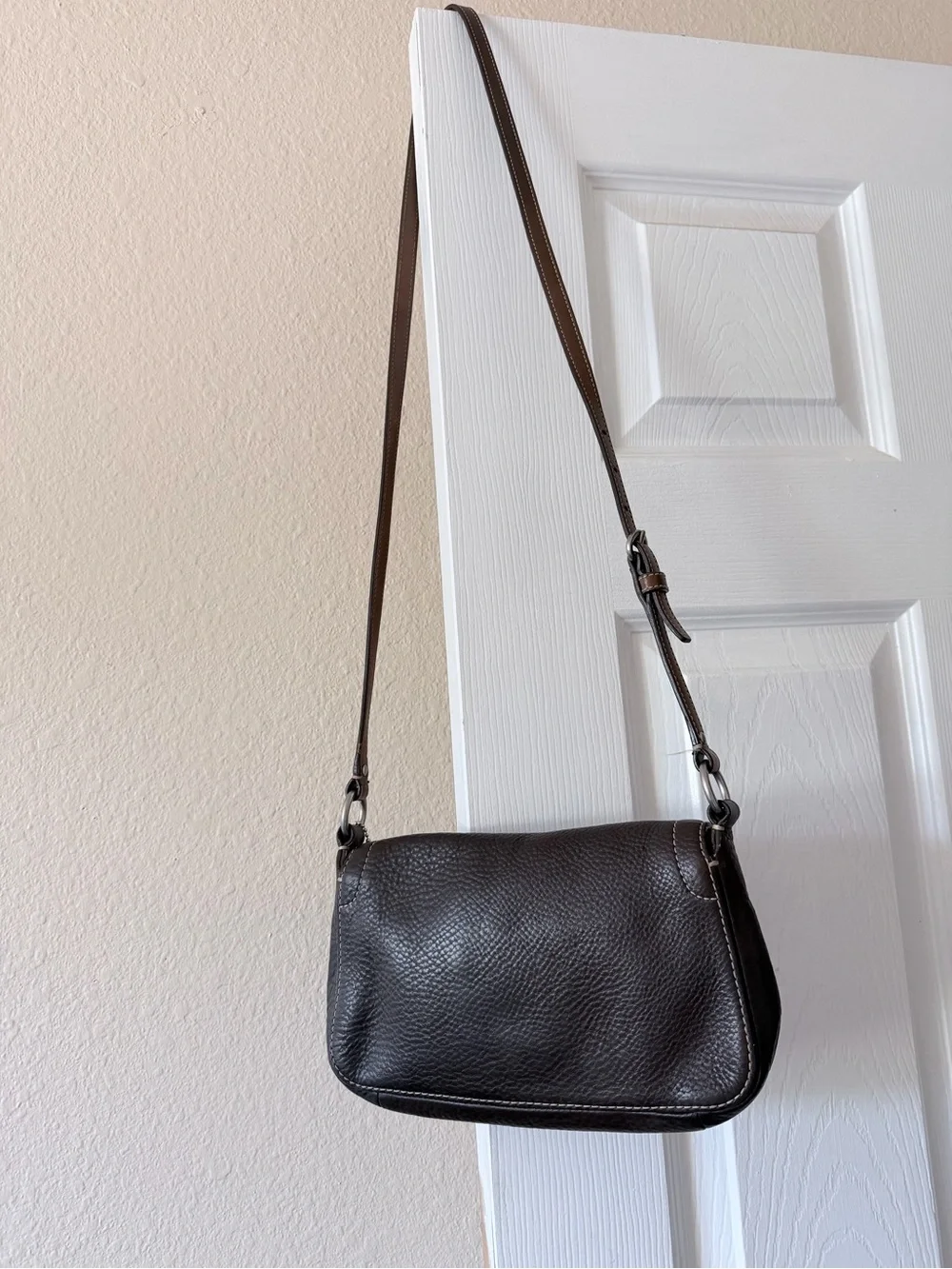 Coach Dark Brown Pebbled Leather Crossbody